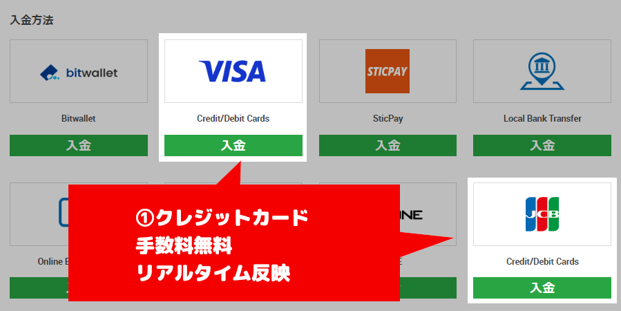 XMクレジットカード入金